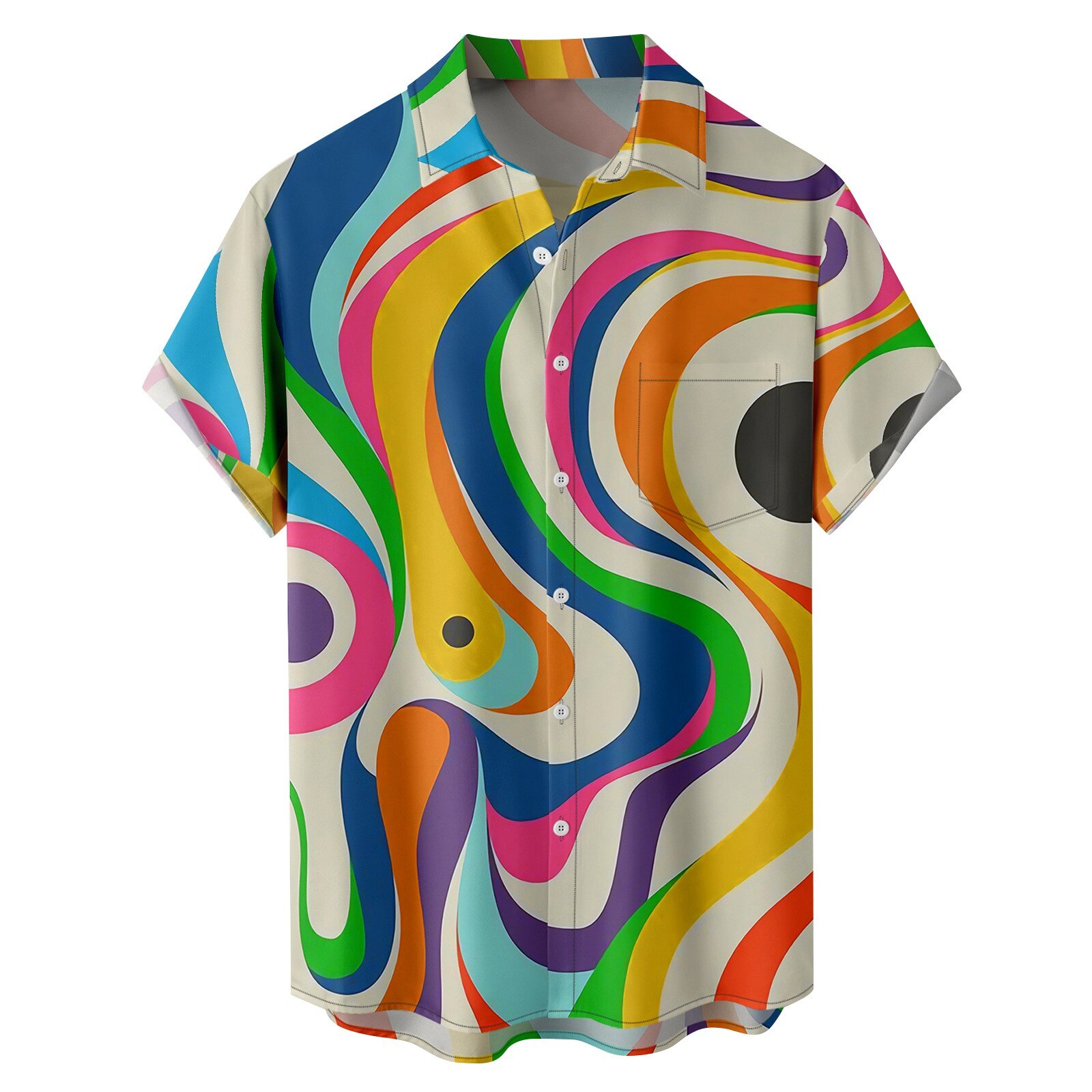 Trendy Abstract Print Short Sleeve Shirt