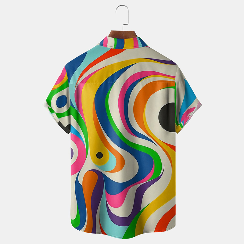 Trendy Abstract Print Short Sleeve Shirt