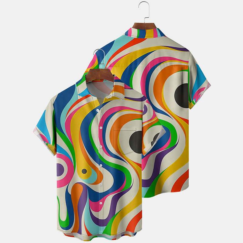 Trendy Abstract Print Short Sleeve Shirt