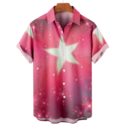 Star Print Short Sleeve Lapel Shirt