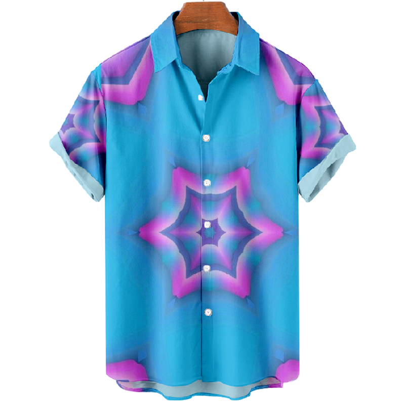 Star Print Short Sleeve Lapel Shirt