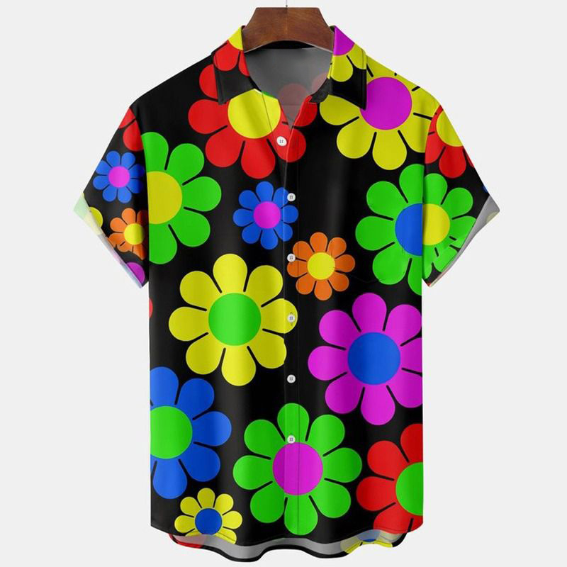 Casual Lapel Floral Print Short-sleeved Shirt