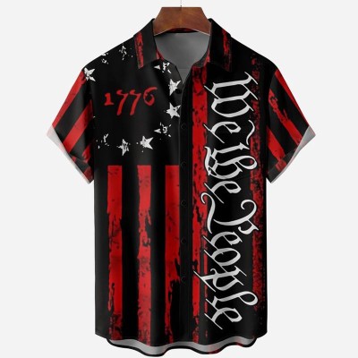 Independence Day Chest Pocket Short Sleeve Shirt