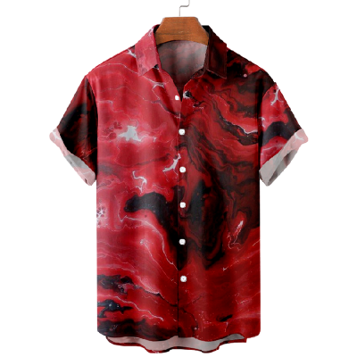 Street Fashion Lapel Print Short Sleeve Shirt