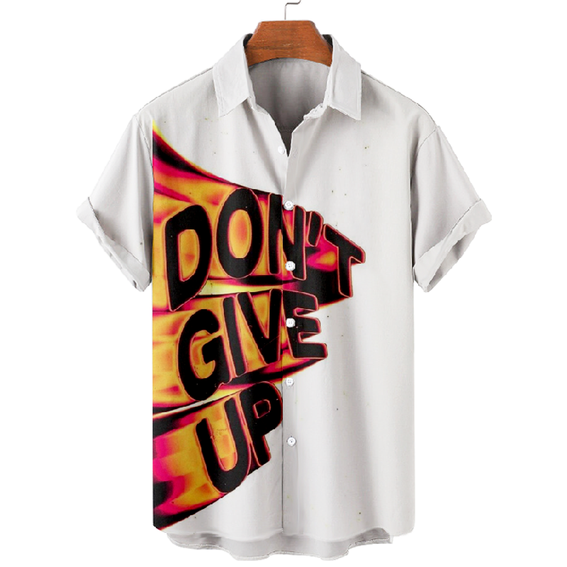 Street Fashion Lapel Print Short Sleeve Shirt