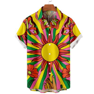 Endless Summer Fashion Lapel Print Short Sleeve Shirt