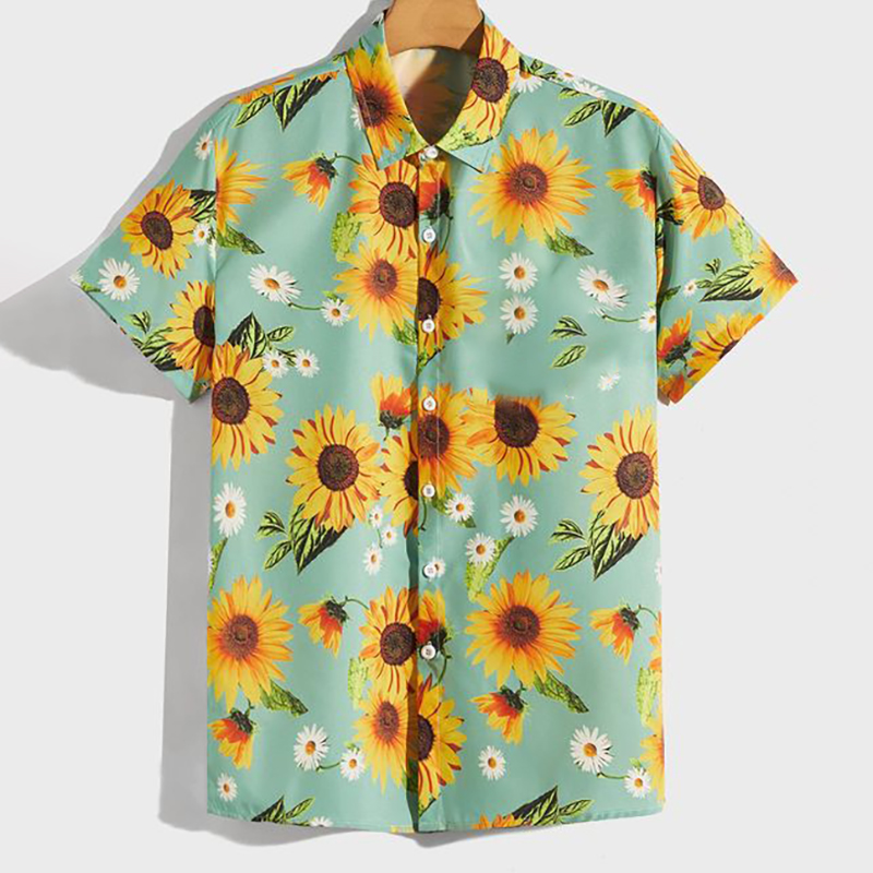 Sunflower Print Short-sleeved Shirt