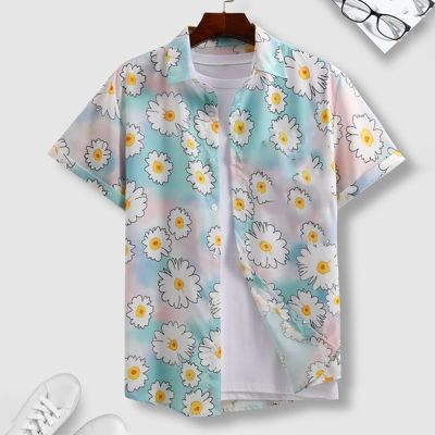 Sunflower Print Short-sleeved Shirt