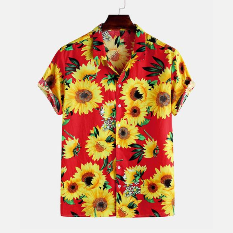 Sunflower Print Short-sleeved Shirt