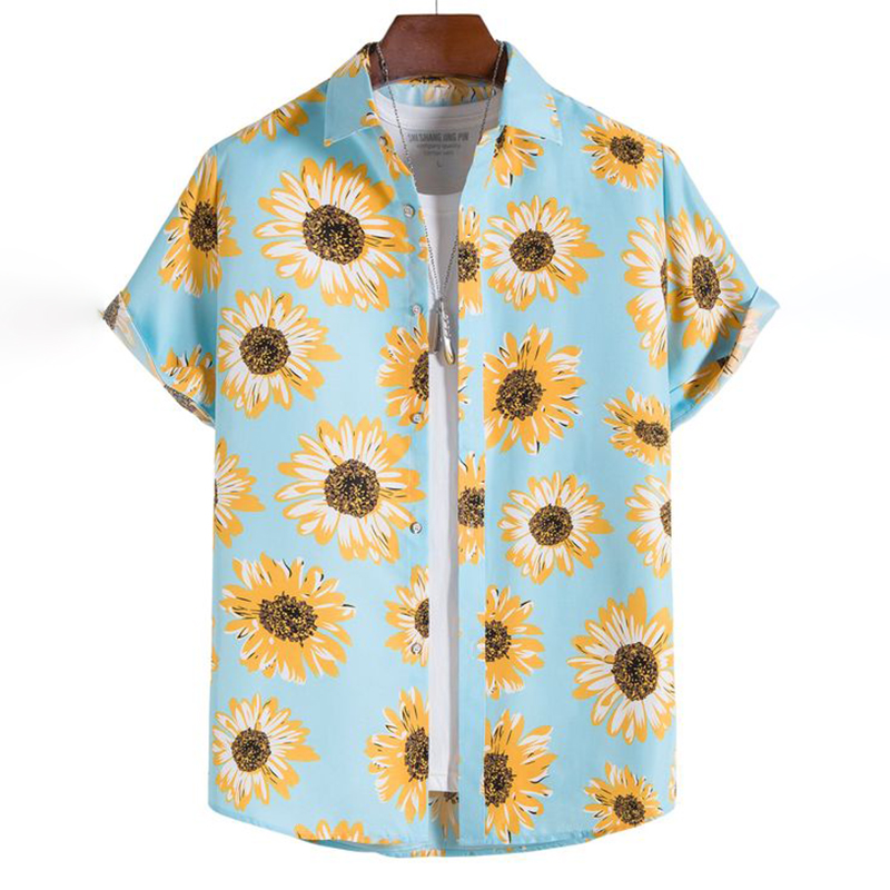 Sunflower Print Short-sleeved Shirt