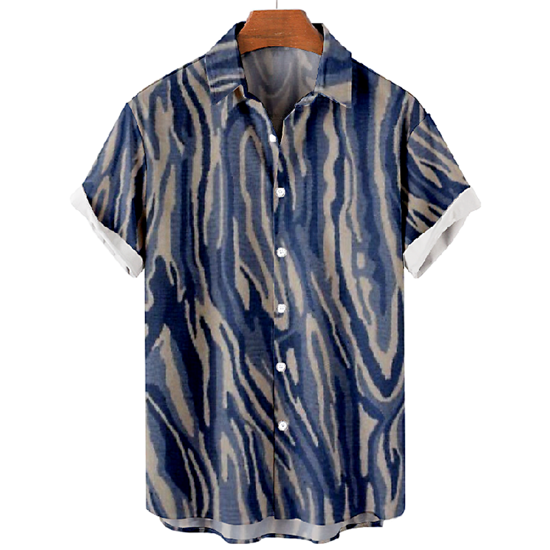 Trendy Abstract Art Print Short Sleeve Shirt