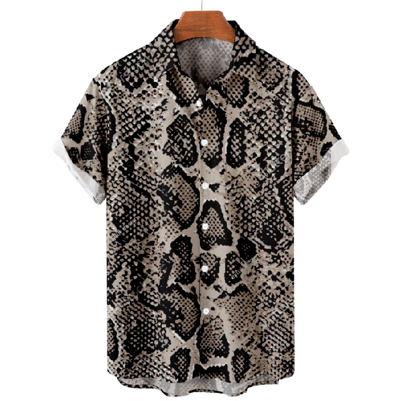 Trendy Animal Print Short Sleeve Shirt