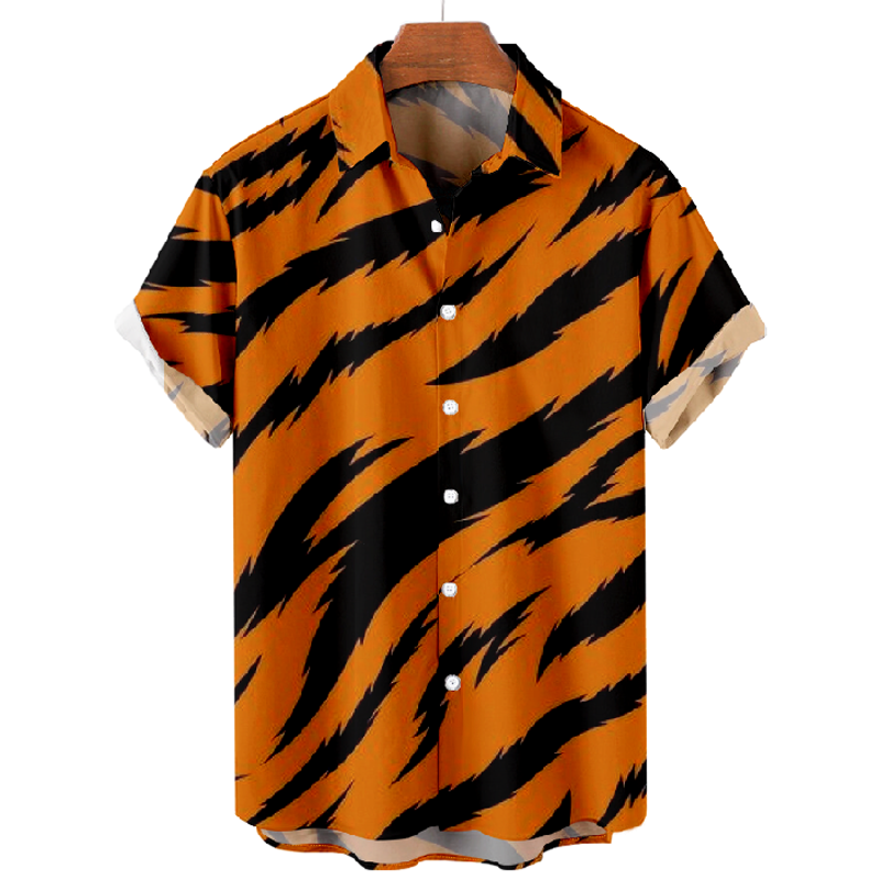 Trendy Animal Print Short Sleeve Shirt