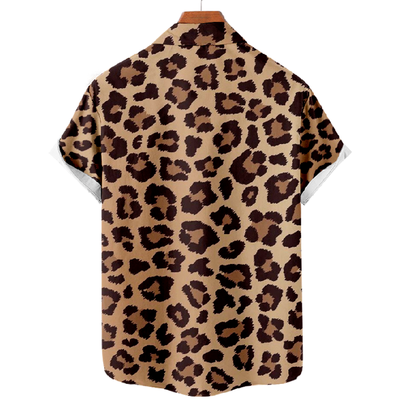 Trendy Animal Print Short Sleeve Shirt