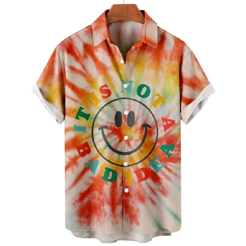 Trendy Tie Dye Art Print Short Sleeve Shirt