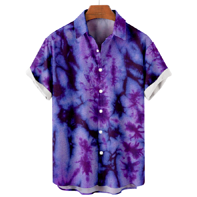 Trendy Tie Dye Art Print Short Sleeve Shirt