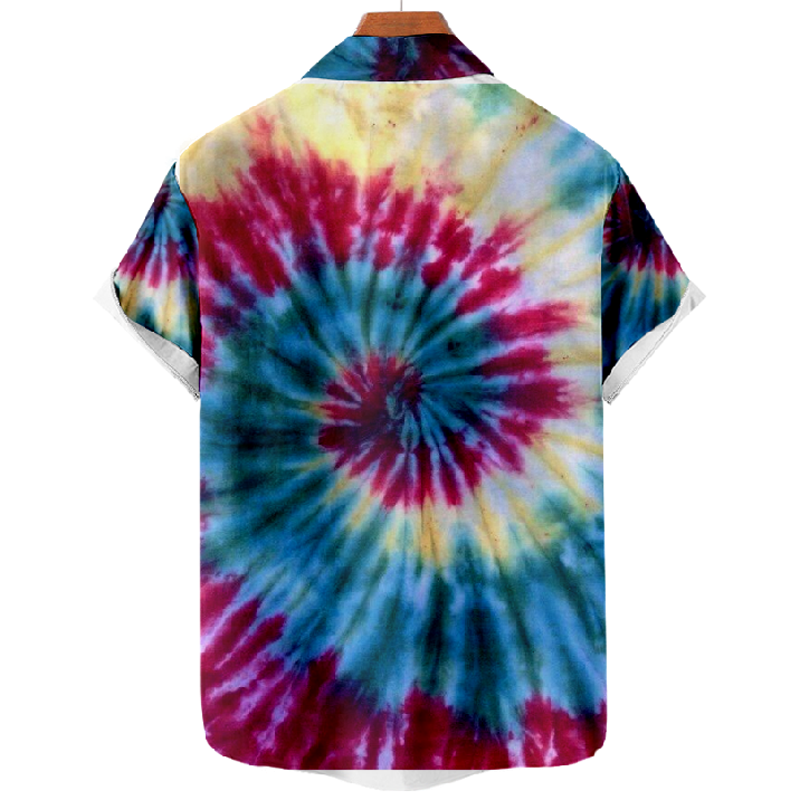 Trendy Tie Dye Art Print Short Sleeve Shirt