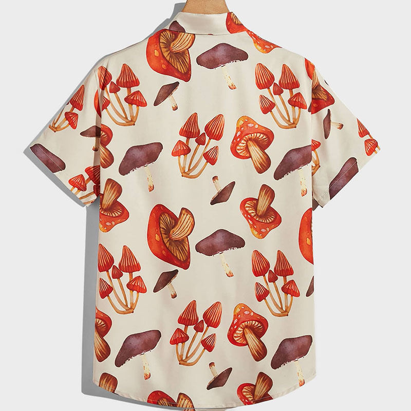 Men Mushroom Print Button Front Shirt