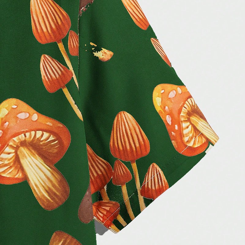 Men Mushroom Print Button Front Shirt