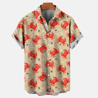 Men's Hawaiian Crab Casual Short Sleeve Shirt