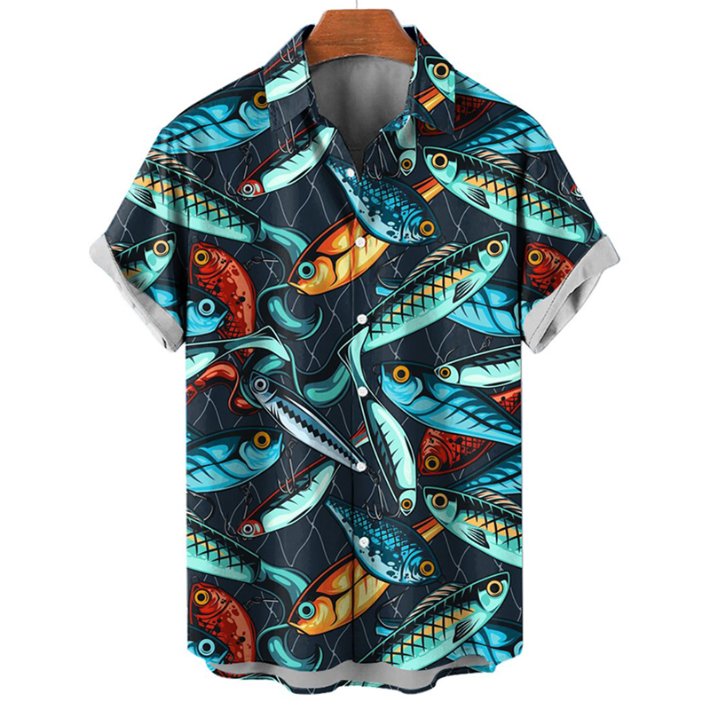 Men's Hawaiian Crab Casual Short Sleeve Shirt