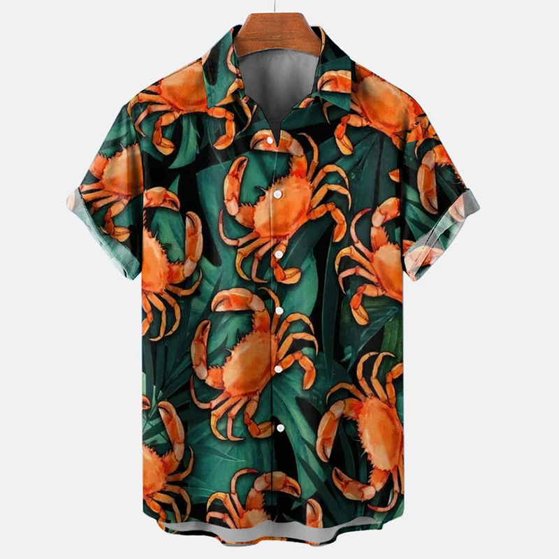 Men's Hawaiian Crab Casual Short Sleeve Shirt