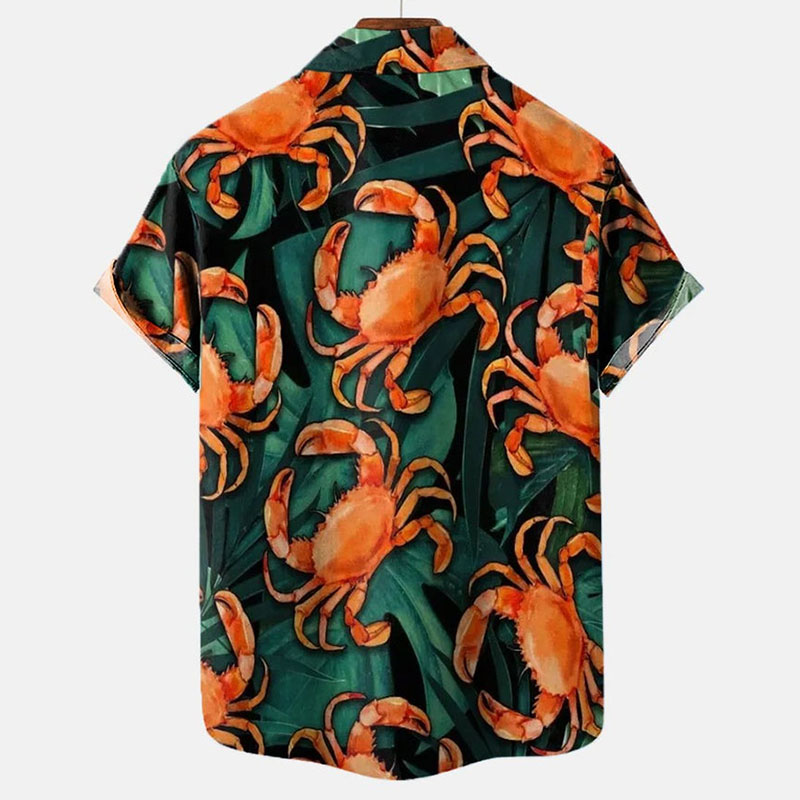 Men's Hawaiian Crab Casual Short Sleeve Shirt