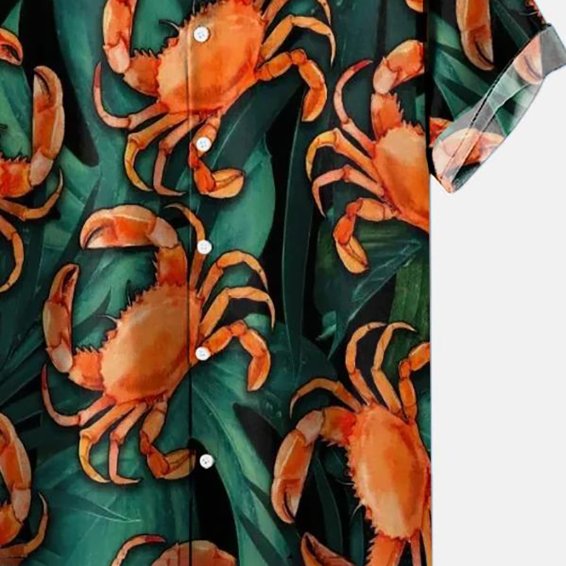 Men's Hawaiian Crab Casual Short Sleeve Shirt