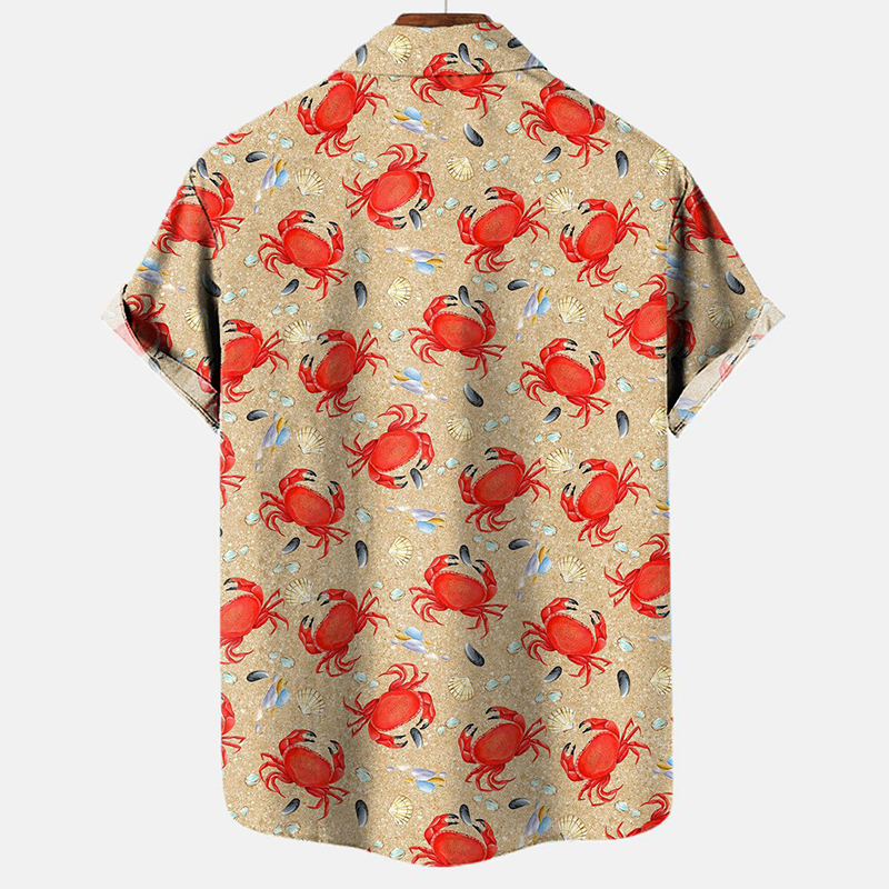 Men's Hawaiian Crab Casual Short Sleeve Shirt