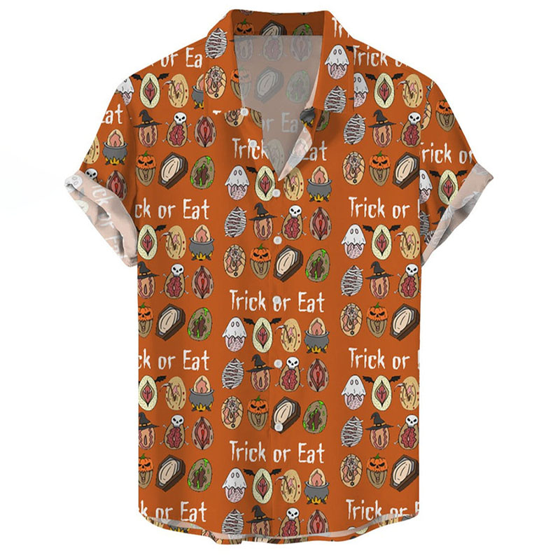 Fun Lips Print Casual Short Sleeve Shirt