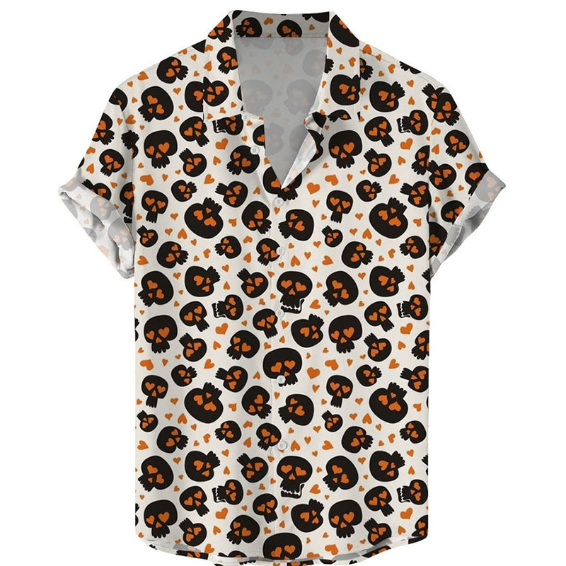 Mushroom Chest Check Print Casual Short Sleeve Shirt