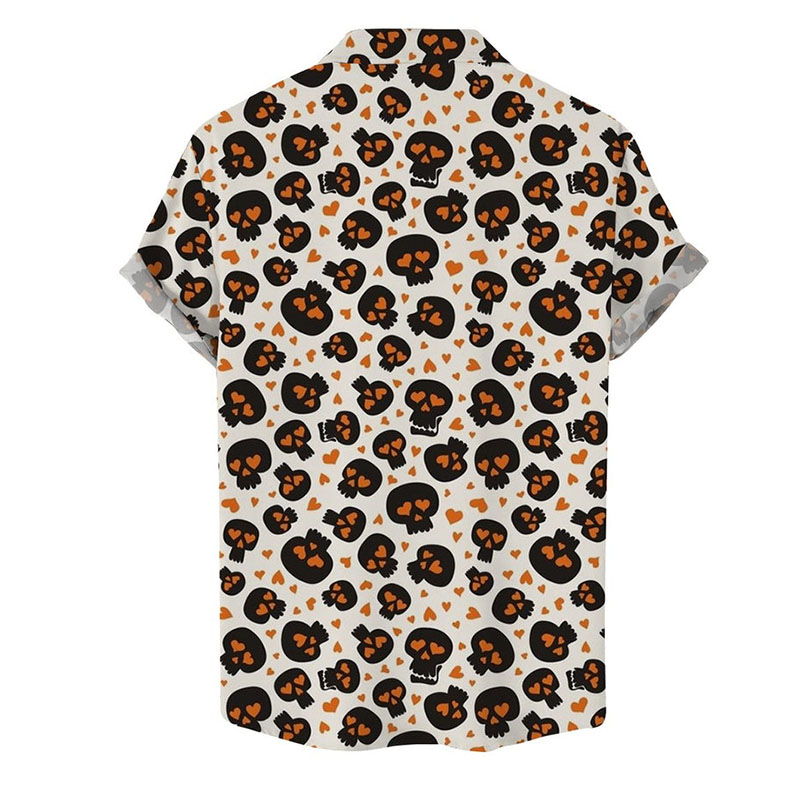 Mushroom Chest Check Print Casual Short Sleeve Shirt