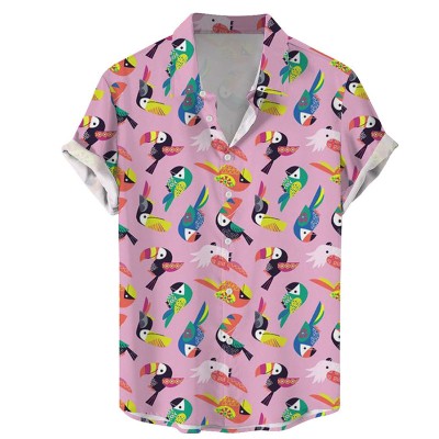 Colorful Toucan Print Short Sleeve Shirt