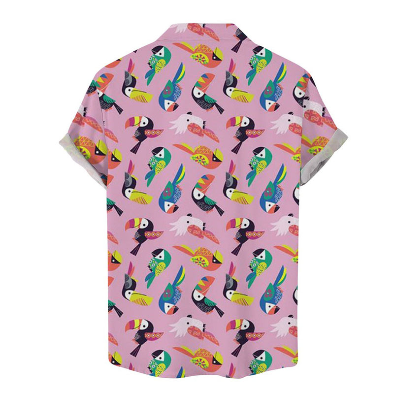 Colorful Toucan Print Short Sleeve Shirt