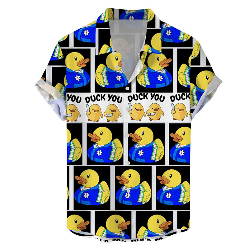 Previous Next Duck Print Short-Sleeved Shirt