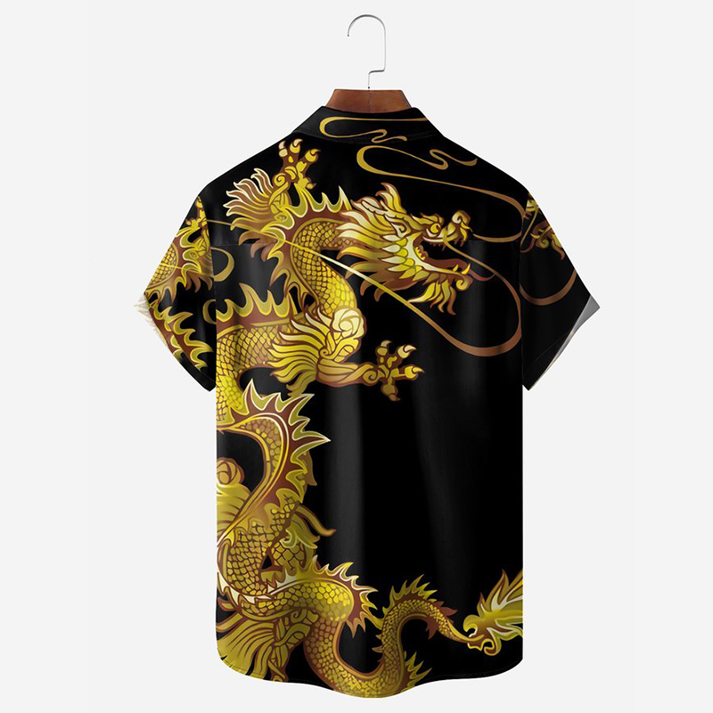 Pumpkin Dragon Print Short Sleeve Shirt