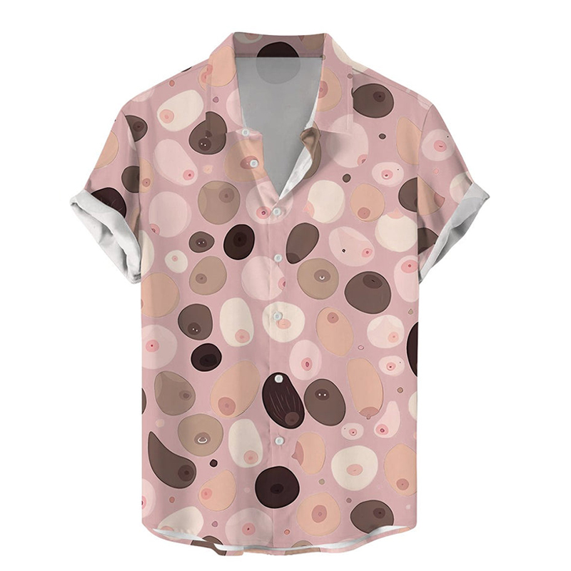 Chest Print Casual Short Sleeve Shirt