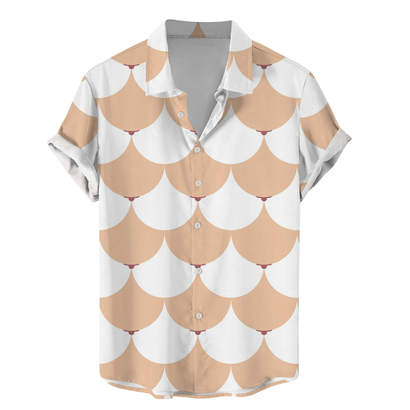 Chest Print Casual Short Sleeve Shirt