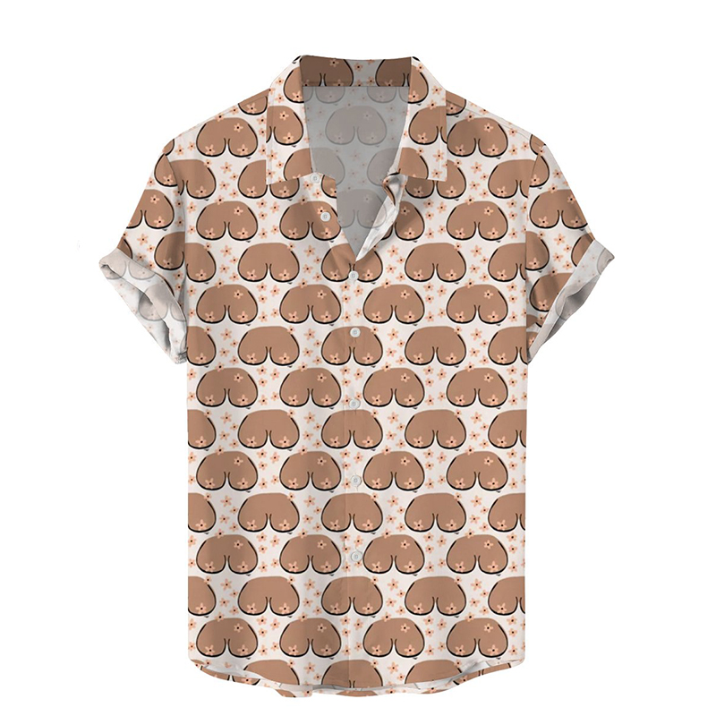 Chest Print Casual Short Sleeve Shirt