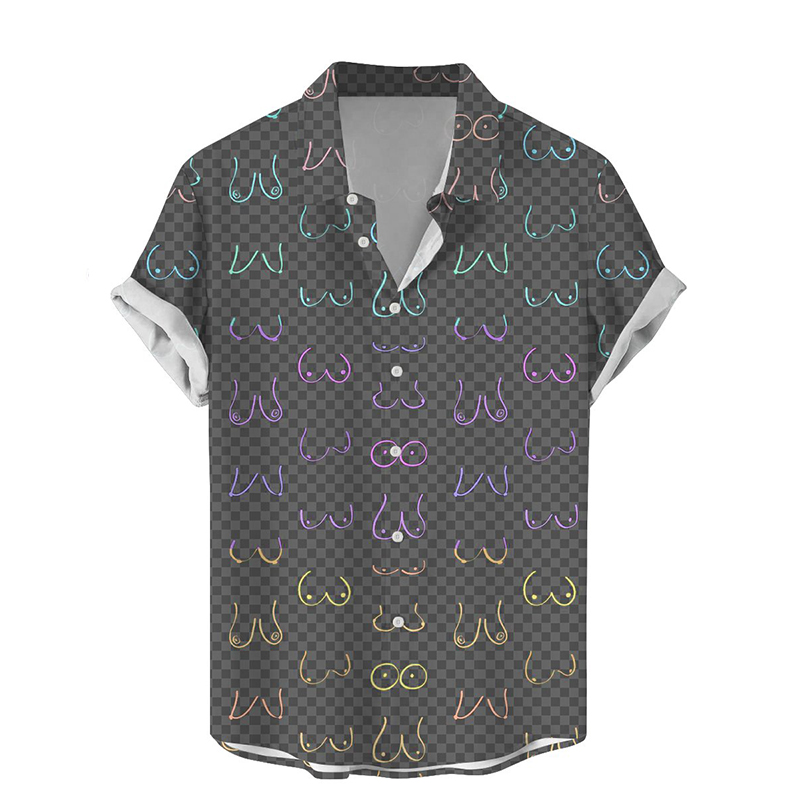 Chest Print Casual Short Sleeve Shirt