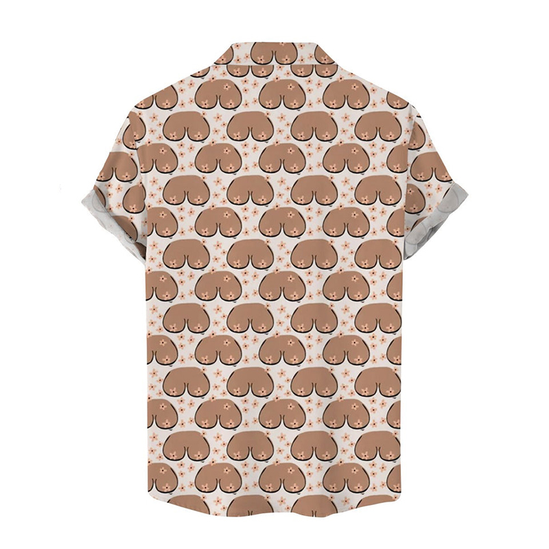 Chest Print Casual Short Sleeve Shirt