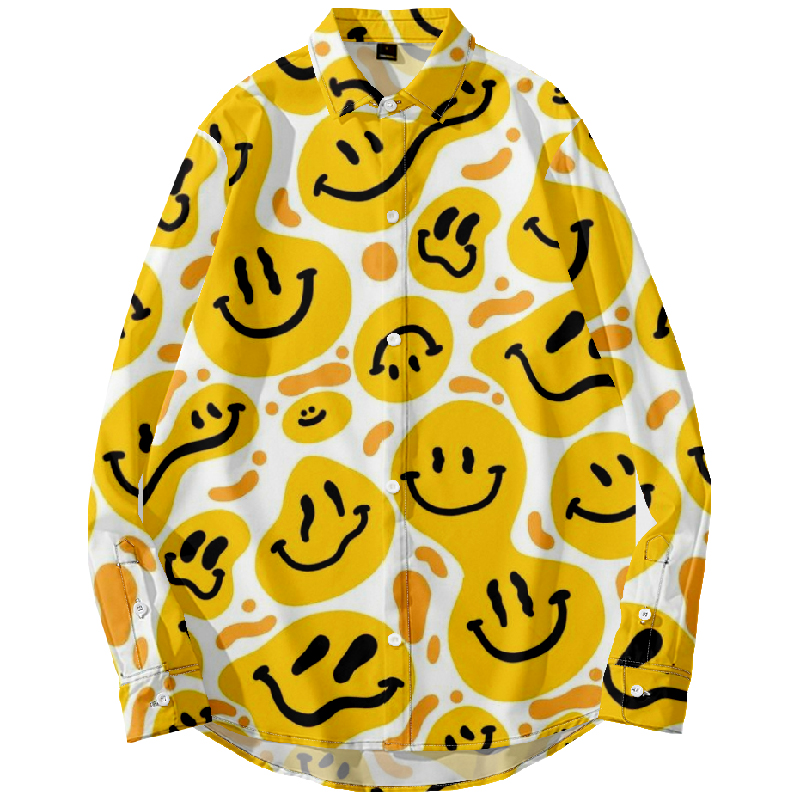 Trendy Smiley Print Long Sleeve Shirt