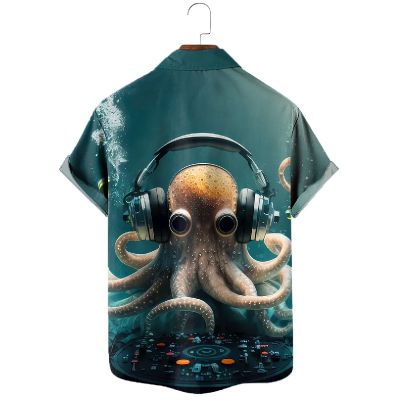 Vintage Nautical Octopus Listen Music Hawaiian Shirts