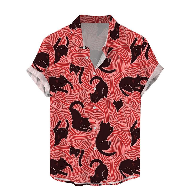 Fun Holiday Cat Gift Print Casual Shirt