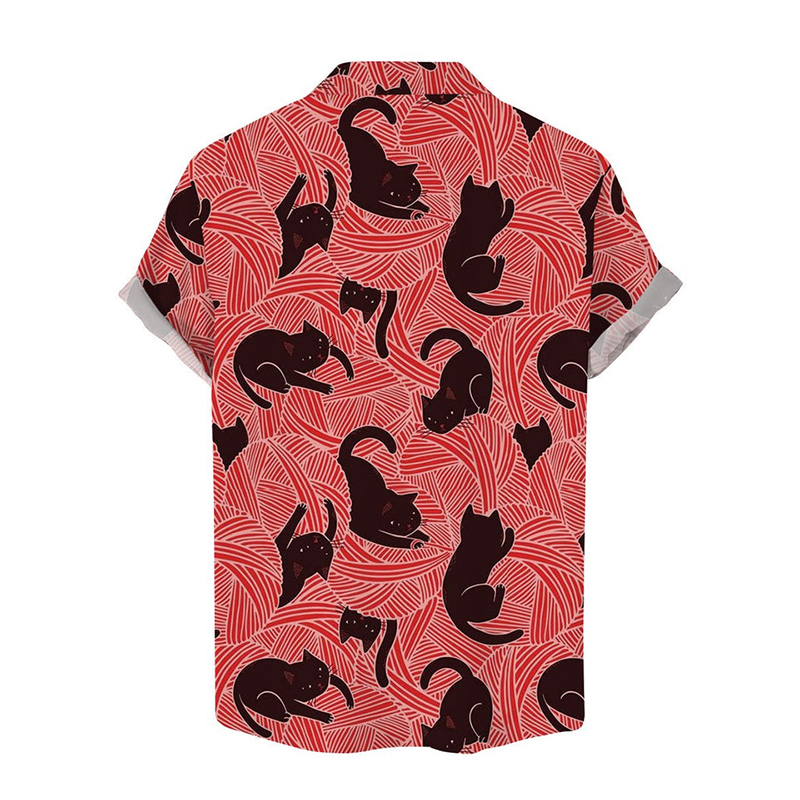 Fun Holiday Cat Gift Print Casual Shirt