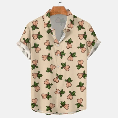 Fun Cocks Creative Print Casual Short Sleeve Shirt