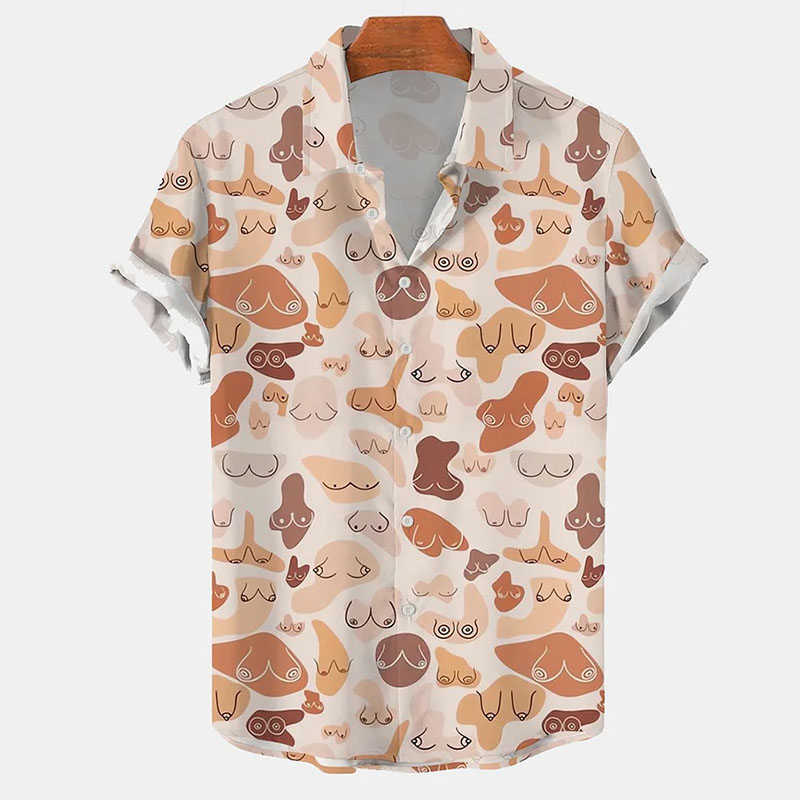 Fun Cocks Creative Print Casual Short Sleeve Shirt