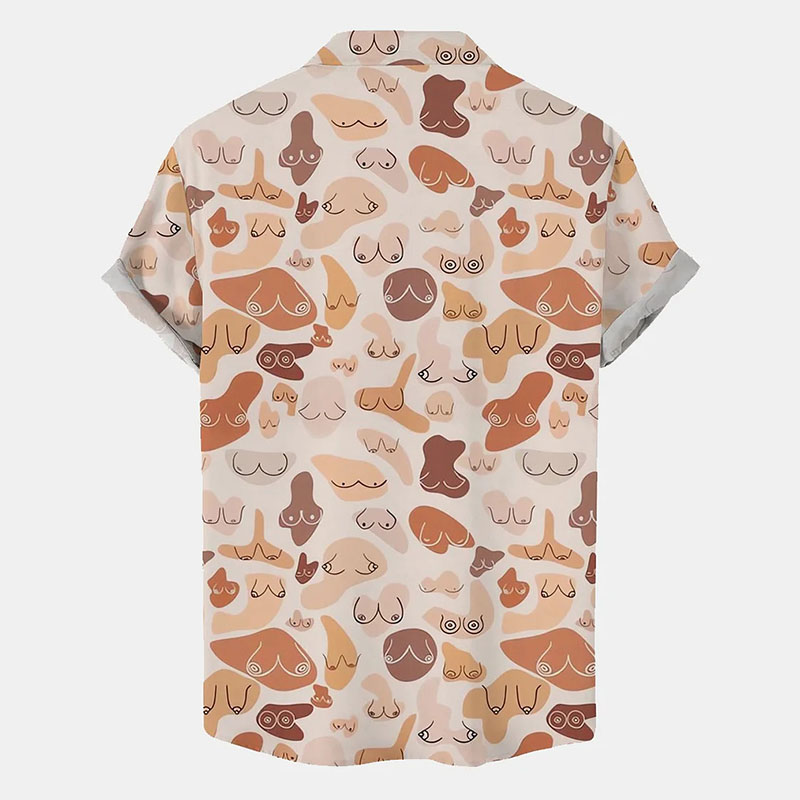 Fun Cocks Creative Print Casual Short Sleeve Shirt