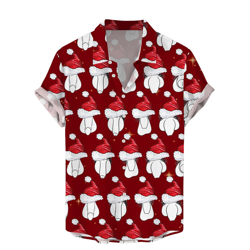 Fun Christmas Rooster Print Shirt