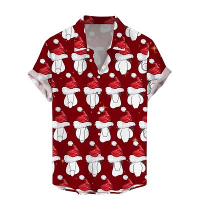 Fun Christmas Rooster Print Shirt